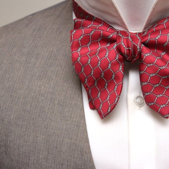 Men's Self tied Bow Tie Red Silk Bowtie - Picture 3 of 6